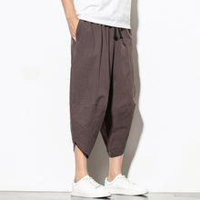 Load image into Gallery viewer, Summer Cotton Harem Pants Men Casual Hip Hop Trousers Drawstring Cross Bloomers Calf-Length Pants Joggers Streetwear