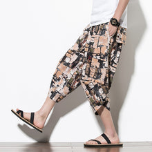Load image into Gallery viewer, Summer Cotton Harem Pants Men Casual Hip Hop Trousers Drawstring Cross Bloomers Calf-Length Pants Joggers Streetwear