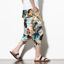 Load image into Gallery viewer, Summer Cotton Harem Pants Men Casual Hip Hop Trousers Drawstring Cross Bloomers Calf-Length Pants Joggers Streetwear