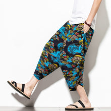 Load image into Gallery viewer, Summer Cotton Harem Pants Men Casual Hip Hop Trousers Drawstring Cross Bloomers Calf-Length Pants Joggers Streetwear
