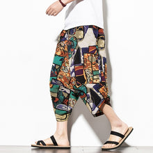 Load image into Gallery viewer, Summer Cotton Harem Pants Men Casual Hip Hop Trousers Drawstring Cross Bloomers Calf-Length Pants Joggers Streetwear