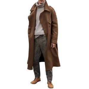 New Khaki Trench Coat Men Classic Autumn Winter Long Jacket Men Casual Loose Long Coat Trench Male Overcoat Streetwear Coat