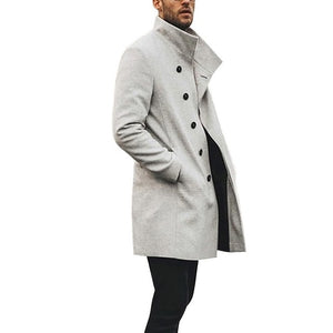 New Khaki Trench Coat Men Classic Autumn Winter Long Jacket Men Casual Loose Long Coat Trench Male Overcoat Streetwear Coat