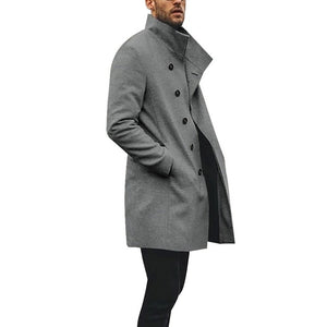 New Khaki Trench Coat Men Classic Autumn Winter Long Jacket Men Casual Loose Long Coat Trench Male Overcoat Streetwear Coat