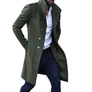 New Khaki Trench Coat Men Classic Autumn Winter Long Jacket Men Casual Loose Long Coat Trench Male Overcoat Streetwear Coat