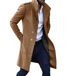 New Khaki Trench Coat Men Classic Autumn Winter Long Jacket Men Casual Loose Long Coat Trench Male Overcoat Streetwear Coat