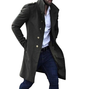 New Khaki Trench Coat Men Classic Autumn Winter Long Jacket Men Casual Loose Long Coat Trench Male Overcoat Streetwear Coat