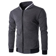 Load image into Gallery viewer, New men&#39;s jacket zipper stand collar sweater coat male jacket plaid cardigan
