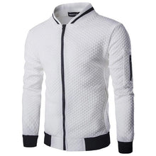 Load image into Gallery viewer, New men&#39;s jacket zipper stand collar sweater coat male jacket plaid cardigan
