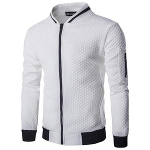 New men's jacket zipper stand collar sweater coat male jacket plaid cardigan