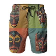 Load image into Gallery viewer, Mens Swimwear Swim Shorts Trunks African Mask Illustration Beach Board Shorts Swimsuits Mens Running Sports Surffing shorts
