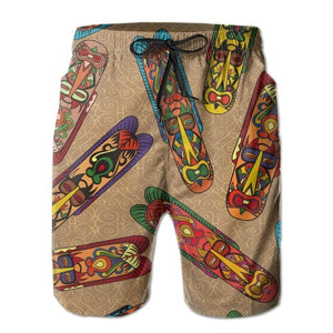 Mens Swimwear Swim Shorts Trunks African Mask Illustration Beach Board Shorts Swimsuits Mens Running Sports Surffing shorts