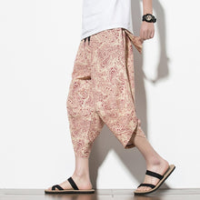 Load image into Gallery viewer, Summer Cotton Harem Pants Men Casual Hip Hop Trousers Drawstring Cross Bloomers Calf-Length Pants Joggers Streetwear
