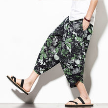 Load image into Gallery viewer, Summer Cotton Harem Pants Men Casual Hip Hop Trousers Drawstring Cross Bloomers Calf-Length Pants Joggers Streetwear
