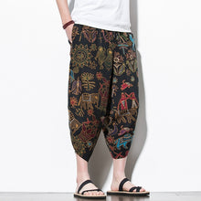 Load image into Gallery viewer, Summer Cotton Harem Pants Men Casual Hip Hop Trousers Drawstring Cross Bloomers Calf-Length Pants Joggers Streetwear
