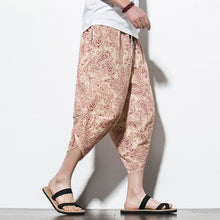 Load image into Gallery viewer, Summer Cotton Harem Pants Men Casual Hip Hop Trousers Drawstring Cross Bloomers Calf-Length Pants Joggers Streetwear
